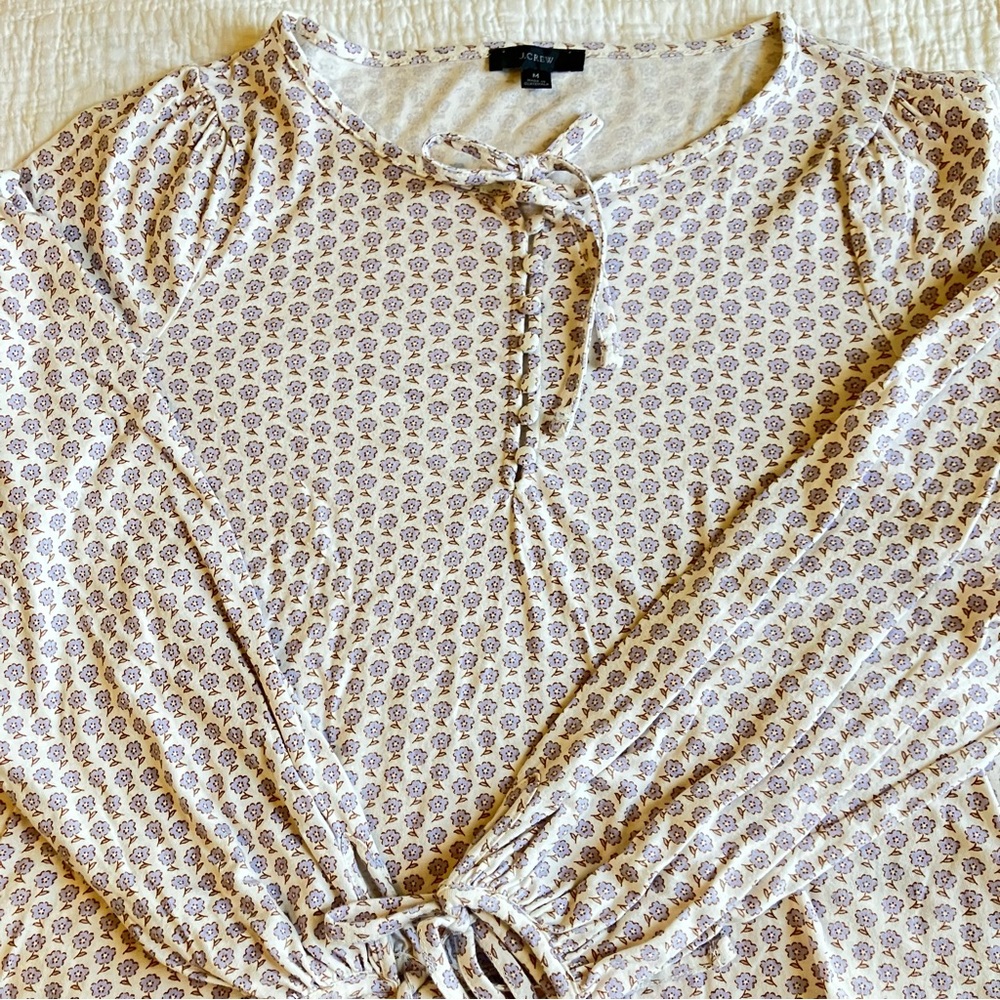 Floral cotton J Crew peasant blouse